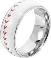 HANABASS Baseball Titanium Steel Ring Durable Sports Band for Men Engagement Wedding Jewelry Baseball Themed Jewelry for Fans Stylish Design