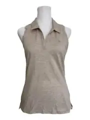 Travis Matthew Embroidered V-Neck Sleeveless Polo - Heather Light Tan