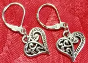 Heart Earrings Handmade 925 stamped lever back earrings