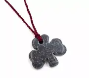 Irish Kilkenny Marble Shamrock Necklace on Maroon Silk Cord by J.C. Walsh & Sons