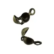Clamshell Bead Tips Double Closed Loops 4mm 200pcs Antique Bronze (FNBT0471)