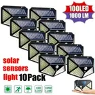 10X Waterproof LED Solar Powered Light Outdoor PIR Motion Sensor Garden Security