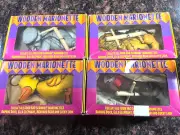 COMPLETE SET OF 4 VINTAGE FAO SCHWARZ WOODEN MARIONETTES IN ORIGINAL BOXES