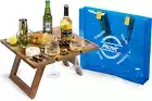 Portable Wine Picnic Table with Clear Tote Bag, Beach Table, Acacia Wood, Gifts