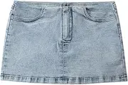 [CAFETU] Women's Denim Mini Skort High Waisted Stretch Casual Jean Skirt Pockets
