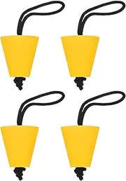 uxcell Universal Kayak Scupper Plug Kit, 4 Pack Silicone Scupper Plugs Fit for 0.79" to 1.5" Scupper Holes Drain Holes Stopper Bung with Cord for Kayaks Canoes Yachts, Yellow