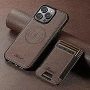 Jarttarn Leather Case for iPhone 16 Pro (2024),2 in 1 Magnetic Anti-Fall Phone Case with Removable Card Slot & Stand Function,Compatible with Car Mount & Wireless Charging (Brown)