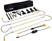 KickAss 12V LED Camping Light Kit V2 - High-Powered Lights with 15A Fuse, Waterproof Connections, Quality Construction, Touch Dimmer, Dual Light Modes (White & Amber), Storage Bag - 4x4 Boating Ute