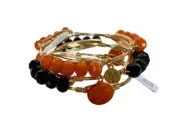 Orange & Black Bourbon & Bowties Lot of 3 Bangle Bracelets, New with Tags