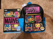 Funko Marvel BlackLight Mini Backpack/PopTee Blacklight Avengers 2xl Bundle Nwt