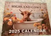 2025 Highland Cows Farm Life Calendar Calender Wall Calendar Office