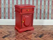 Dollhouse Nightstand Side Table Mahogany Finish 1:12 Scale Miniature Furniture