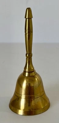 GOLD BELL 4" ~ SERVICE CALL BELL ~ DINNER BELL ~ HAND HELD BELL POLISH FINISH