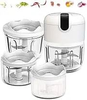 (100+250+350ML) White 3 CUP Electric Cordless Mini Food Chopper, Small Food Processor for Garlic, Nut, Meat