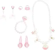 [LIGIGWASH] 1set Boys and Girls Jewelry Set Shell Bracelet Necklace Earring Hairpin Collection for Girls for Parties and Dress-up Occasions