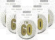 One The Wall Silver 60th Birthday Badge 8.5cm Foil Age 60 with Safety Pin for Party Outfit Accessories Durable Age Badge for Celebrating Milestone Events