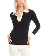 Karen Kane Collared Ribbed Sweater