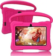 SAIWAN Tablet Kids 7 inch with Shockproof Case, 2GB RAM 32GB ROM, Android Toddler Tablet with Bluetooth, WiFi, GMS, Parental Control, Educational, Games(Pink)
