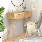 vidaXL Console Table Brown 80x30x75 cm Solid Wood Pine&Natural Rattan OLL