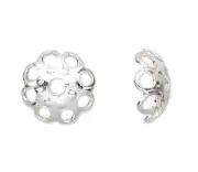 Bead Cap, 500 Silver Plated Brass 6x1mm Filigree Scalloped to Fit 6-8mm Beads