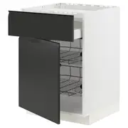 METOD / MAXIMERA base cab f hob/drawer/2 wire bskts, white/Upplöv matt anthracite, 60x60x80 cm