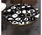Black Geode Round Coffee Table Top, Agate Stone Hallway Center Christmas Gifts