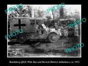 OLD LARGE HISTORIC PHOTO OF BUNDABERG QLDTHE WIDE BAY AMBULANCE CARS c1915