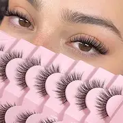 Onlyall Lashes Natural Look Wispy False Eyelashes Soft Flared Eyelash Fake False Eye Lash Strip Fluffy Like Natural Russian 7 Pairs D-K06