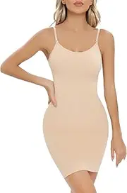 [CHICFAN] Women Shapewear Slips Adjustable Tummy Control Full Slip Cami Dress Seamless Body Shaper for Under Dresses
