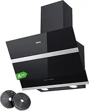 [CIARRA] CBCB6736N Class A++ 650m³/h Touch Control Angled Cooker Hood 60cm with Carbon Filters Recirculating & Ducting LED Lights Wall Mounted Range Hood 600mm Kitchen Extractor Fan