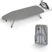 Metal Foldable Tabletop Ironing Board with Iron Rest, Portable Ironing Board Small with Heat Resistant Cotton Cover, RAINHOL Mini Iron Board for Small Space and Travel, 31"x12", Gray