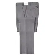 NWT $345 LUIGI BIANCHI Medium Gray Windowpane Check Wool Dress Pants 32 W