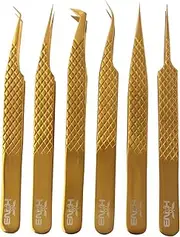 Precision Eyelash Tweezers Set – High-Quality Lash Tweezers for Crafting and Eyelash Extensions | Multifunctional Precision Tweezers Set of 6