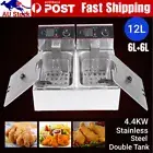 12L Commercial Electric Deep Fryer Double Basket Benchtop Cooker Stainless Steel