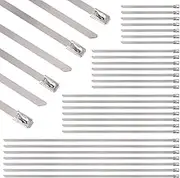 Swpeet Heavy Duty Stainless Steel Exhaust Strap Wrap Coated Locking Zip Cable Ties KIt
