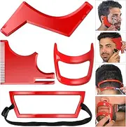 Linkidea 4 Pack Men's Beard Lineup Tool Kit with Goatee Shaper and Straightener (Red)