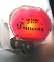 Nightlight PRINCESS on Pink Genuine Brazilian Agate Stone slice New #05