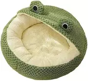 zolyet Semi-Enclosed Cat Bed Small Rable Frog Pet Nest for Dogs and Cats Comfortable Breathable Plush Cat Cave Indoor Warm Sleeping Beds Green M Semi-Enclosed