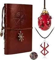 HJYZY Berser.k Necklace Set Leather Journals Notebooks Cosplay Accessories Behelit with Stickers 13 Pcs, Metal, No Gemstone