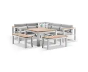 Outdoor Balmoral Outdoor Aluminium Lounge And Dining Setting - Outdoor Aluminium Lounges - White with Textured Grey