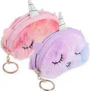 [Abaodam] 2 Pcs Plush Coin Purse Coin Purse with Zipper Coin Purse for Girls Small Wallet Cartoon Coin Purses Girls Coin Purse Mercat Mini Coin Purse Change Pouches Pompom