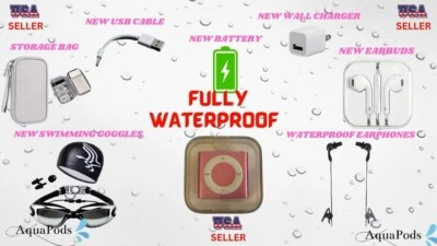 WATERPROOF Apple iPod Shuffle 4th Generation Pink Color 2GB - MEGA BUNDLE