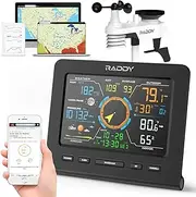 [Raddy] WF-100C Lite Weather Station Wireless Indoor Outdoor with Temperature, Barometric, Humidity, Wind Gauge, Rain Gauge, Weather Forecast, Moon Phrase, Alarm Clock for Home, Garden