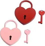 Uonlytech 2 Sets Heart Shape Love Lock Durable Suitcase Padlocks for Luggage Gym Lockers Stylish Couples Unique Romantic Design for Expressing Affection