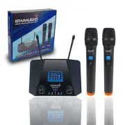 2CH UHF Handheld Wireless Microphone Receiver System DJ Audio Church Karaoke Mic