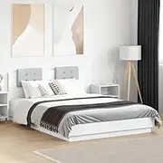 Bed Furniture Bed Frame with LED Without Mattress White 150x200 cm