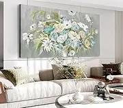 VEAEE Floral Wall Art - Abstract Flowers Canvas Pictures Living Room Wall Decor Modern Landscape Painting Botanical Grass Artwork for Bedroom Bathroom Kitchen Office Wall Decor 20"x 40"