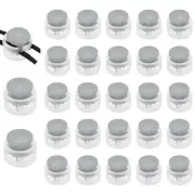 25 Pcs Plastic Spring Cord Lock, Double Hole Round Stopper, (Transparent,Grey)
