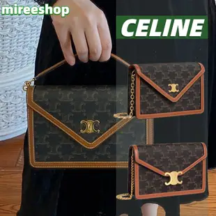 Celine Celine 作為領帶鏈 TRIMPHE 鏈錢包由織物和牛皮製成。