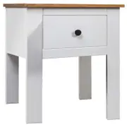 vidaXL Solid Wood Pine Bedside Cabinet White Panama Range Bed Stand Sideboard
